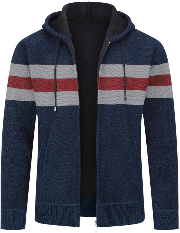 ALLTHEMEN Heren Capuchon Cardigan - Gestreepte Rits - 3XL