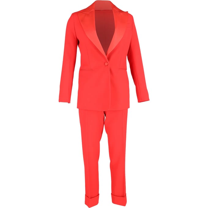 Joseph blazer en broekset met enkele rij knopen in rood polyester
