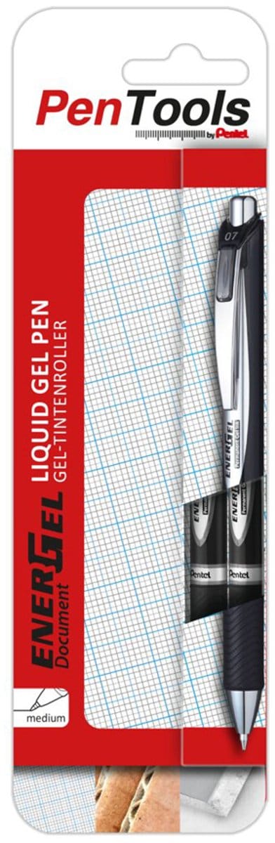 Pentel Liquid Gel-rollerball EnerGel Document, 2 stuks in etui, 0,35 mm, zwart