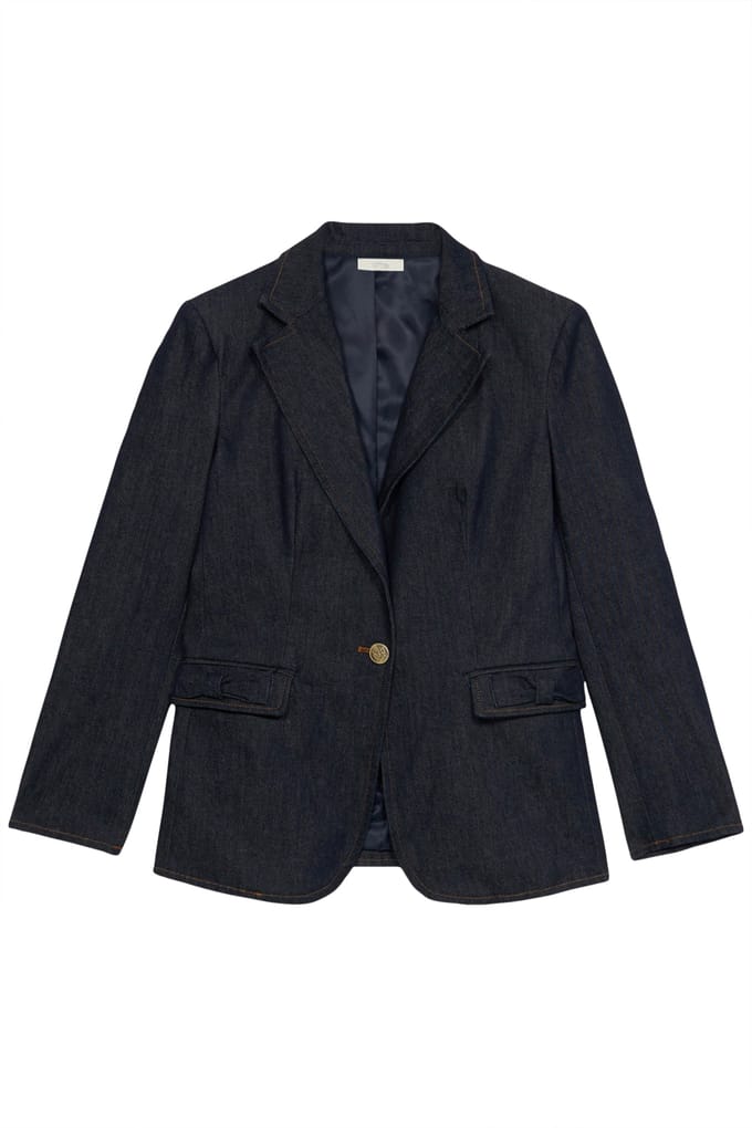 Oltre Denim Blazer With Bows Blue Taglia: 40 | Blazers Outlet | Donna | Blu
