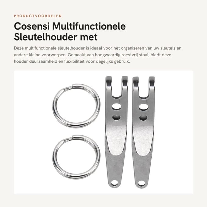 Dailygoods - Multifunctionele Sleutelhouder met Roestvrijstalen Karabijnhaak