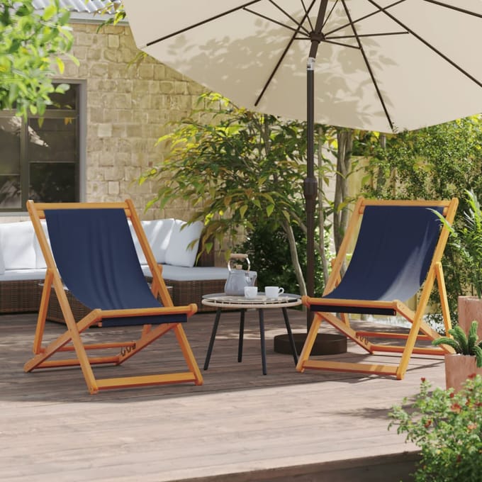 vidaXL - Opklapbare - stoelen, - 2 - stuks, - blauwe - stof