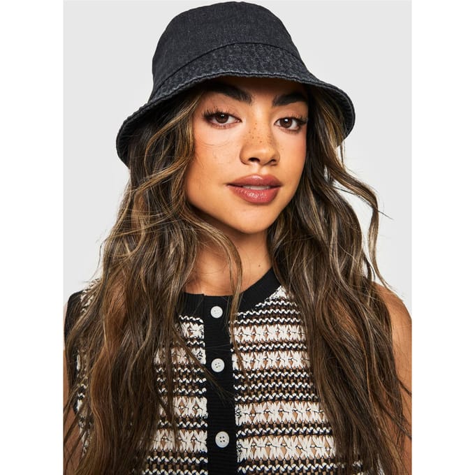 boohoo Dames Zwarte Denim Bucket Hat