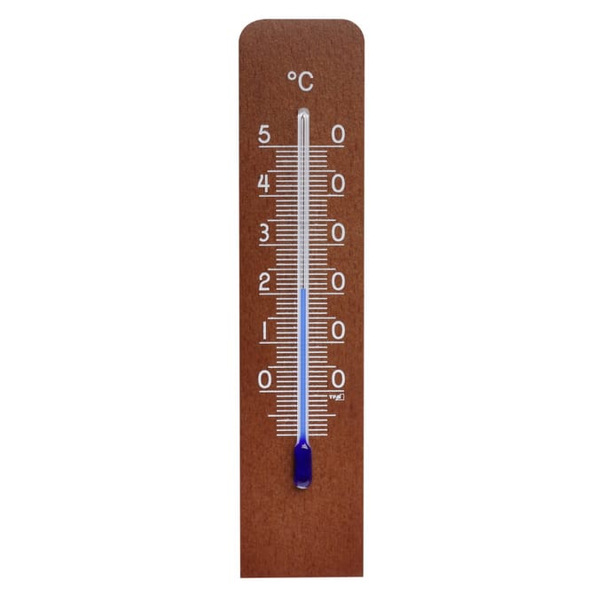TFA Binnen Thermometer - analoog - walnoothout - naturel - 14 x 3 cm - binnen