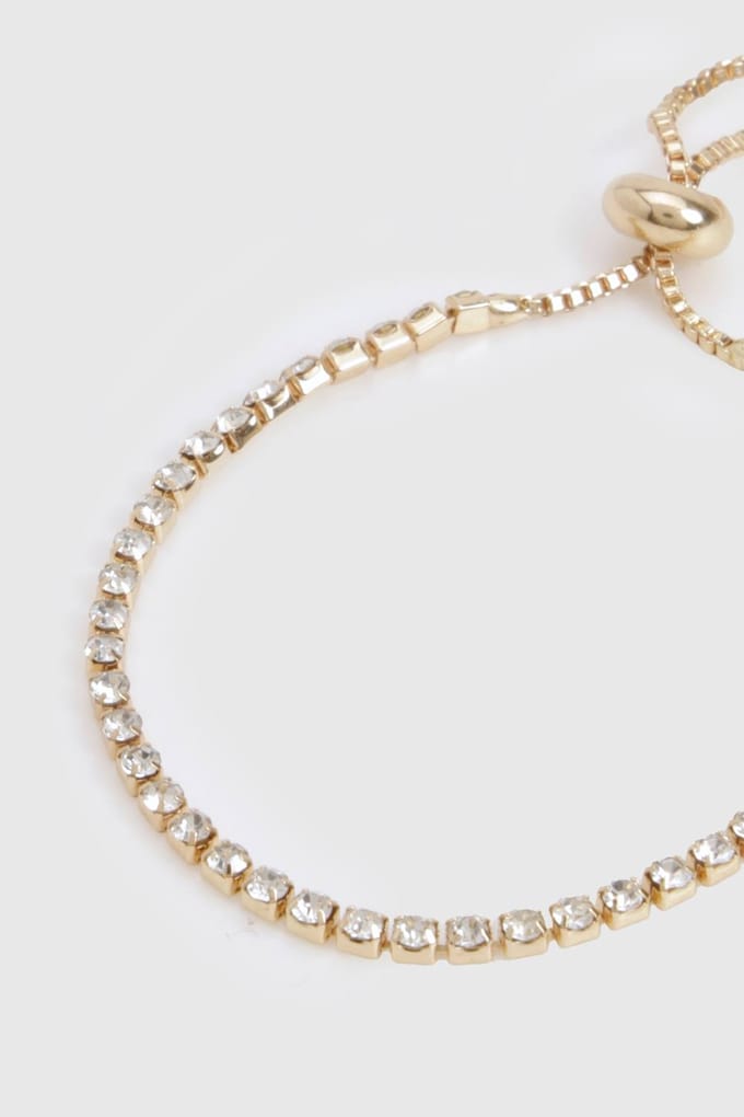 boohoo Dames Diamanten Toggle Armband | Goud