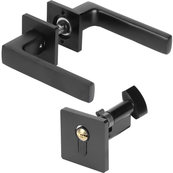Verstelbare Eenvoudige Zwarte Cilinderhandgreepset Sleutelvergrendelende Deurklink Accessoire black