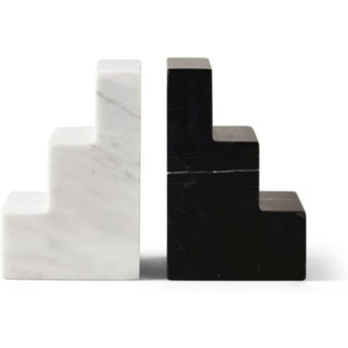 Printworks boekensteun - zwart wit marmer set van 2