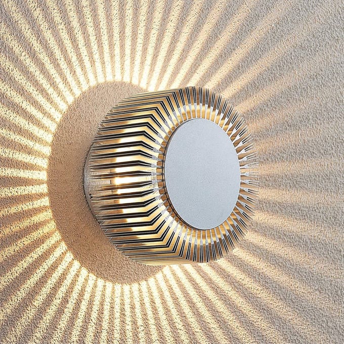Lucande LED buiten wandlamp Keany, metaal, Ø 16 cm, IP54