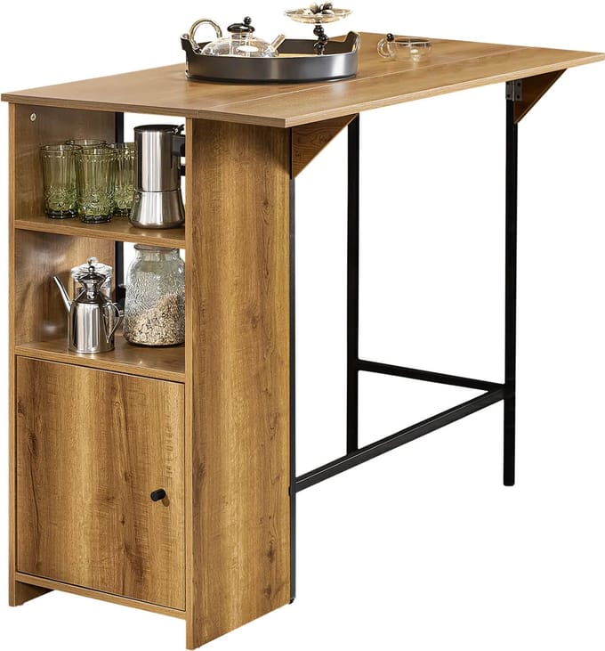 Mara Bartafel - Keukentafel - Opbergruimte - Bruin - MDF - 120 x 63 x 95 cm