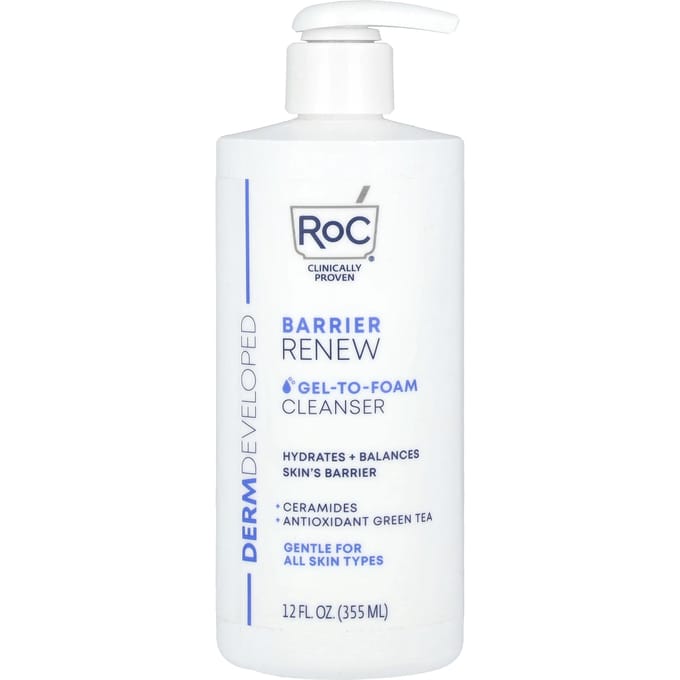 RoC, Barrier Renew, Gel-to-Foam Cleanser, 12 fl oz (355 ml) white