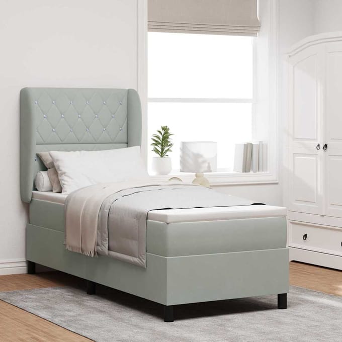 vidaXL - Boxspring - bed - met - hoofdeinde - Lichtgrijs - 200 - x - 80 - cm - Fluweel