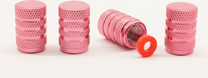 Schrader (auto) ventiel - Roze aluminium grip met afdichting