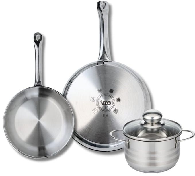 Set van 2 Koekenpannen 24 en 28 cm en 1 braadpan 16 cm Elo Profi Brillant