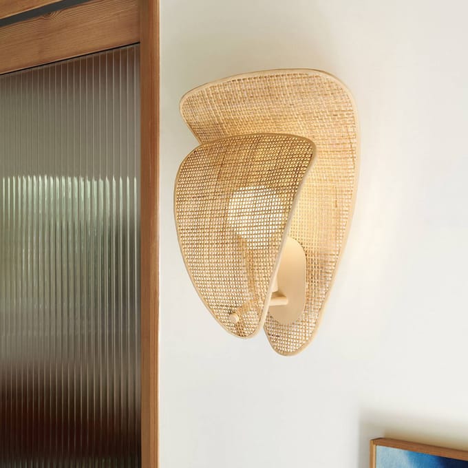 MARKET SET wandlamp Coquillage, naturelkleurig, 33 cm, rotan