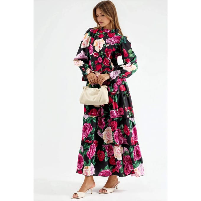 Bloemen Crew Neck Maxi-jurk