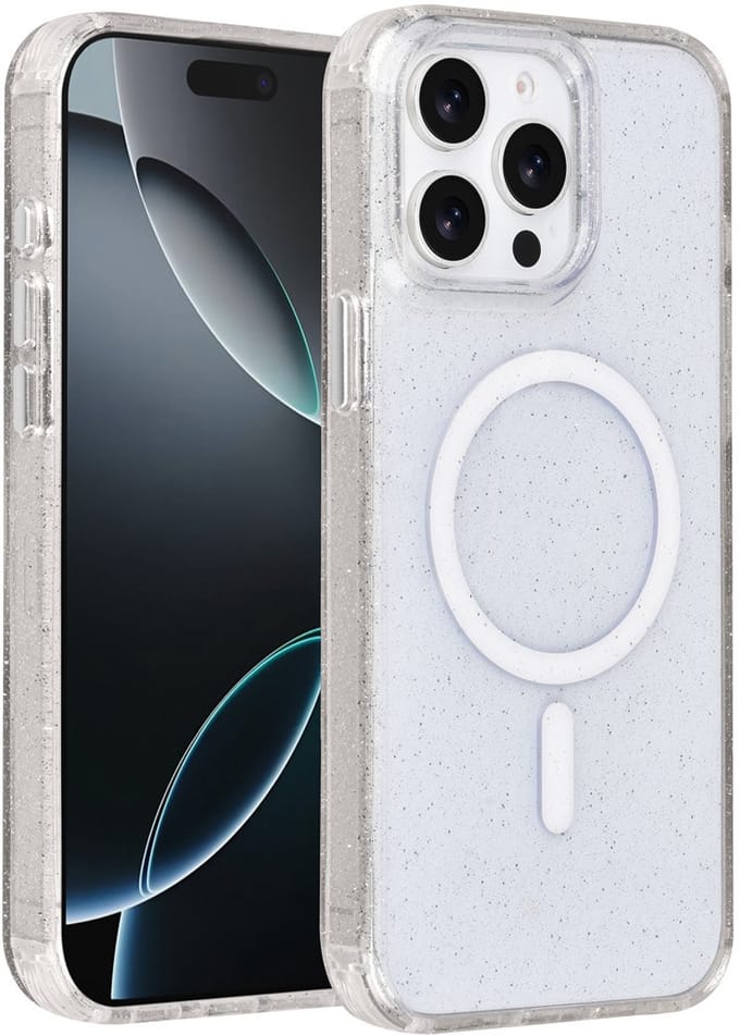 TUNIQ telefoonhoesje voor Apple iPhone 15 Pro Max - MagSafe met glitter - Transparant