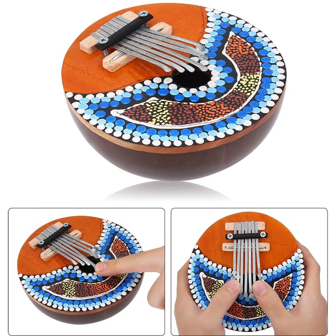 7 Toetsen Stembaar Kokosnoot Schelp Mbira Draagbaar Vinger Duim Piano Muziekinstrument black