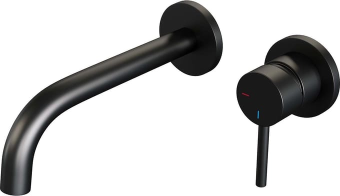 Brauer Black Edition inbouw wastafelmengkraan met gebogen uitloop en rozetten model A1 mat zwart