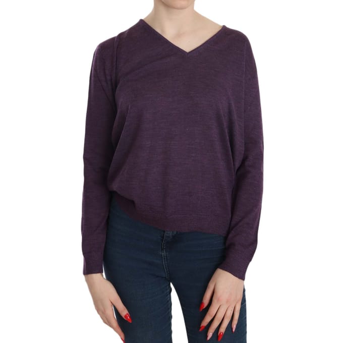 BYBLOS Paarse V-hals Lange Mouw Pullover Top
