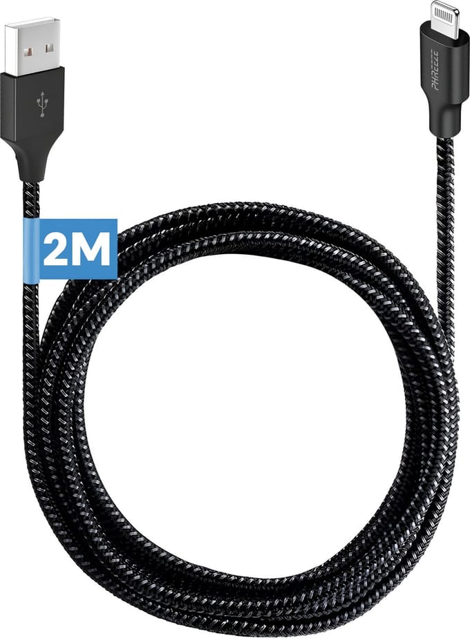 Oplader kabel geschikt voor iPhone 14, 13, 12, 11, x met Lightning naar usb - 2 meter lange kabel - Phreeze