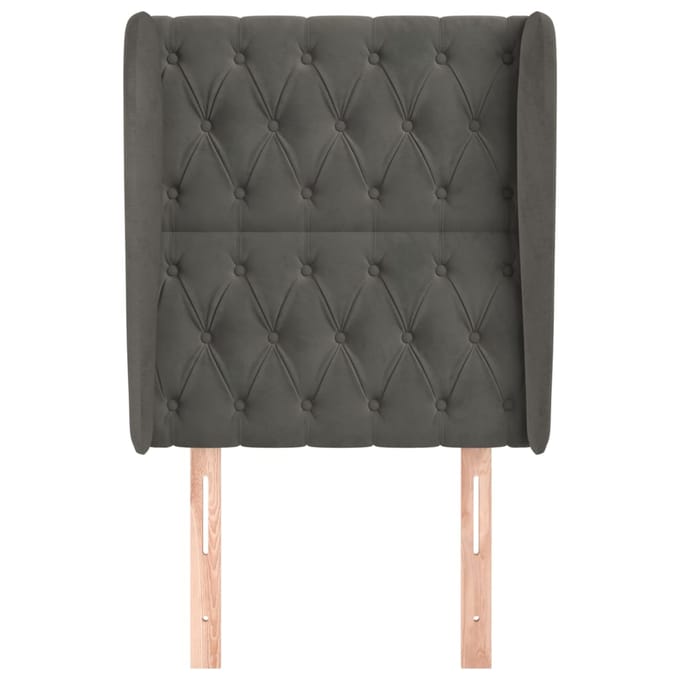 vidaXL - Hoofdbord - met - randen - 83x23x118/128 - cm - fluweel - donkergrijs