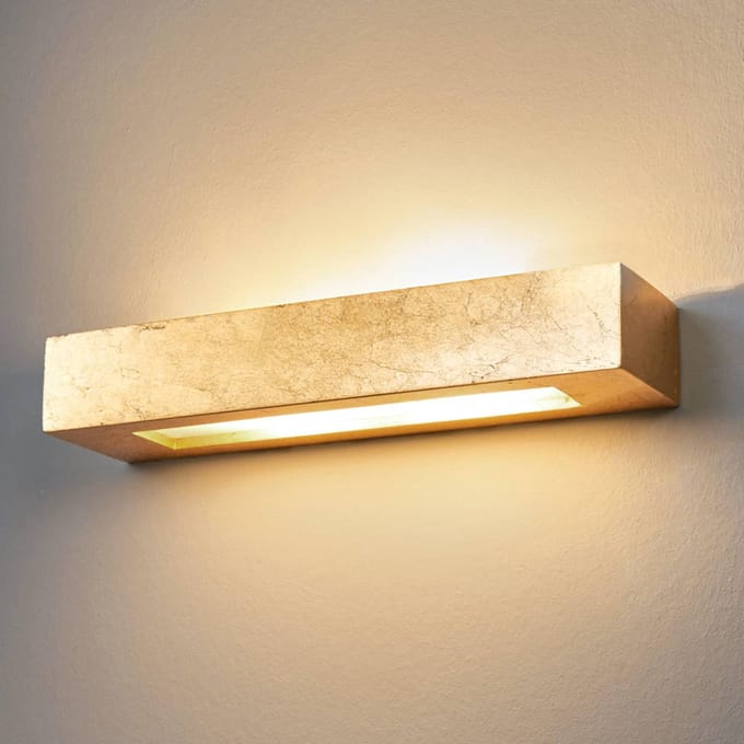 Lindby - wandlamp - 2lichts - Gips, metaal - H: 6 cm - E14 - goud