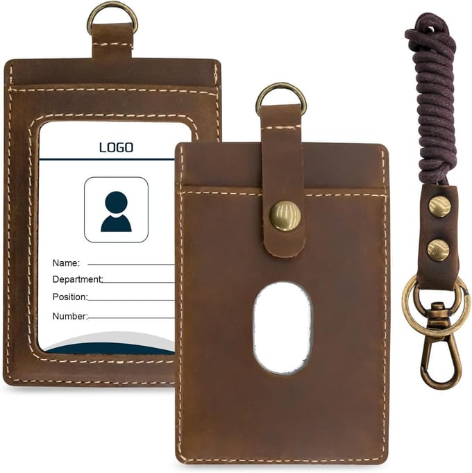 ID-kaarthouder - Badgehouder - Veilig Identificeren - Dubbelzijdig Venster - 10.5 x 7 cm - Bruin