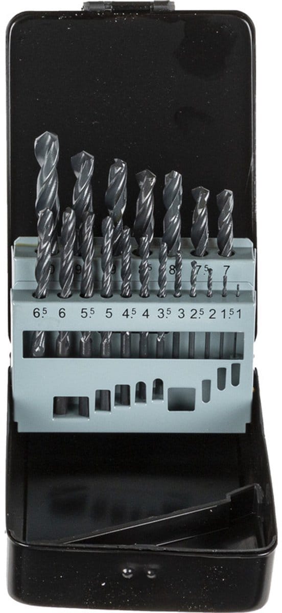 Labor 25-delige HSS-R Metaalborenset, Rolgewalst, Dia: 1,0 - 13,0 mm / 0,5mm oplopend. In stevige cassette. Per set.