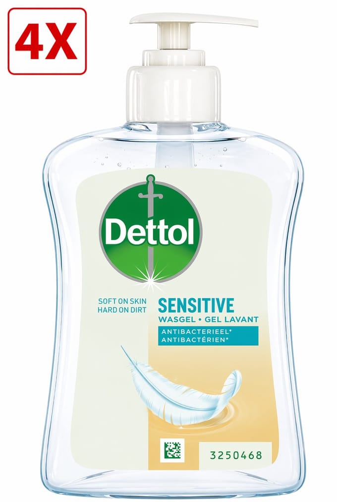 4 x Dettol Handzeep Gevoelige Huid - 250 ml
