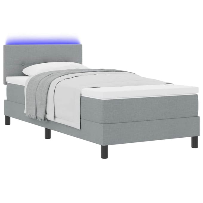 vidaXL - Boxspring - bed - met - kussen - Lichtgrijs - 100 - x - 200 - cm - Stof
