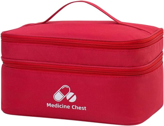 Waterdichte Medicijntas Reisapotheek EHBO Tas met Schouderriem Rood