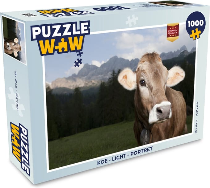 Puzzel Koe - Licht - Portret - Legpuzzel - Puzzel 1000 stukjes volwassenen