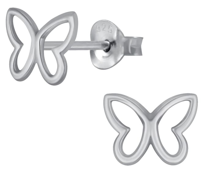 Joy|S - Zilveren vlinder oorbellen - 8 x 6 mm