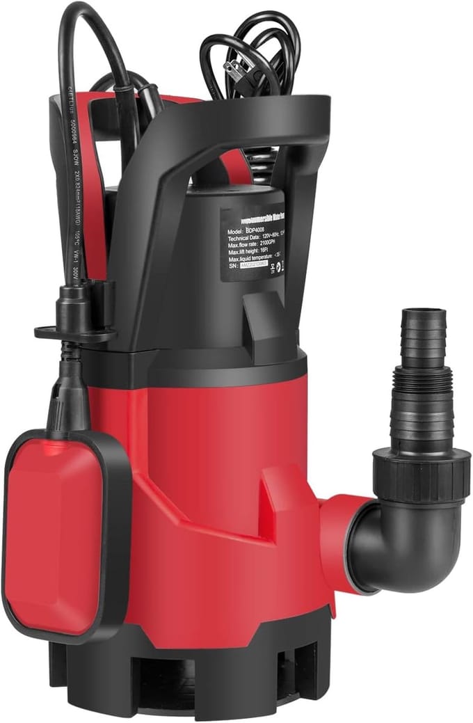 Carterpomp - Dompelpomp - Water Verpompen - Automatische Vlotterschakelaar - 3700 GPH - Rood