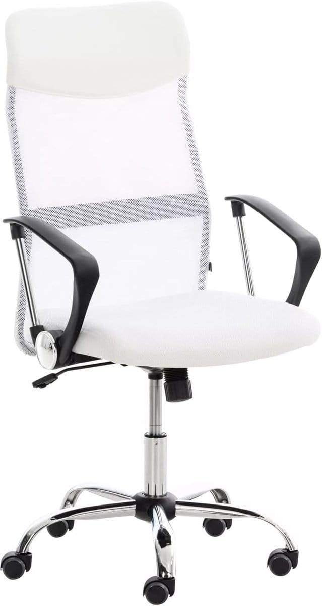 Bureaustoel - Netstof stoel - Comfortabel werken - Traploos verstelbaar - 110 cm hoog - Wit