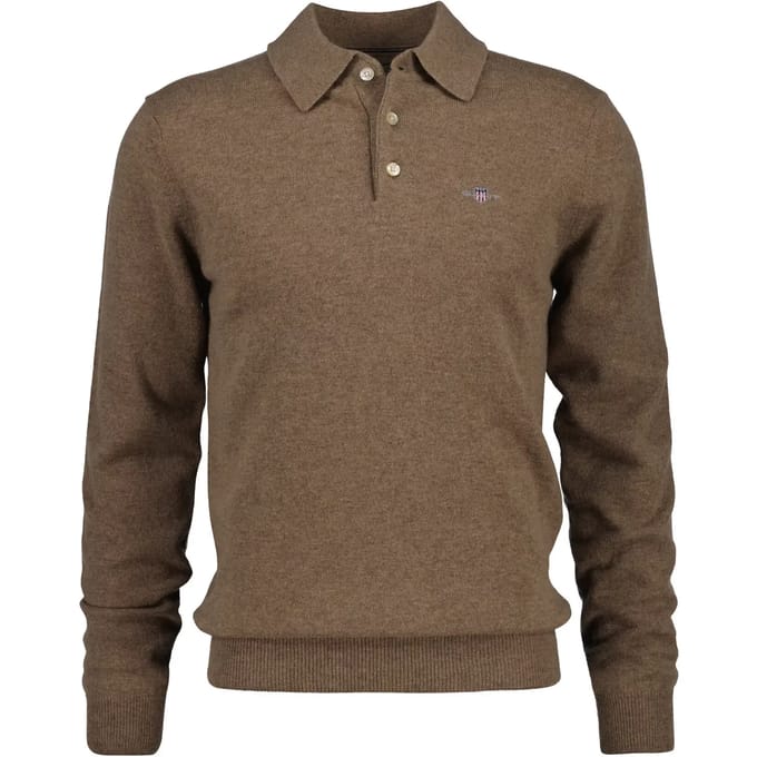 Gant 8060109 Lange Mouw Poloshirt Bruin 2XL Man