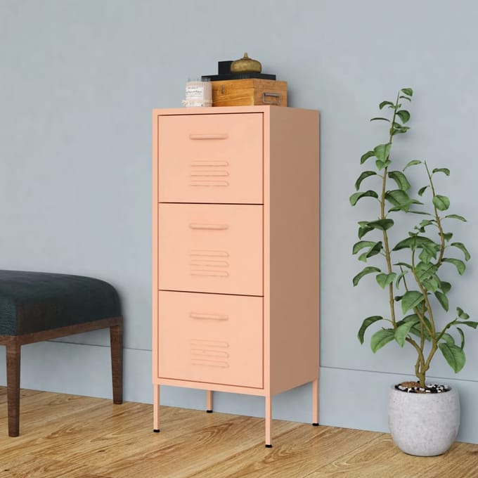 vidaXL - Opbergkast - 42,5x35x101,5 - cm - staal - roze