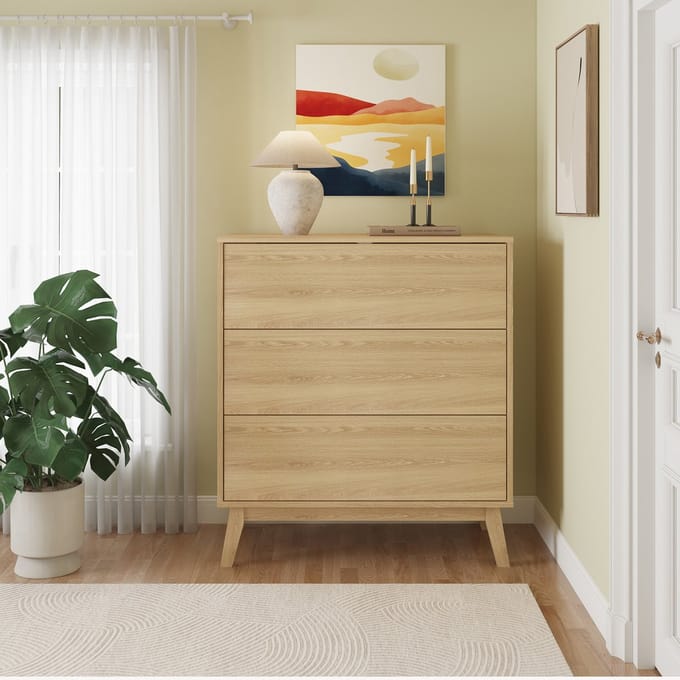 Ladekast Aastmabospoo 90x80x40 cm eikenkleurig licht [en.casa]