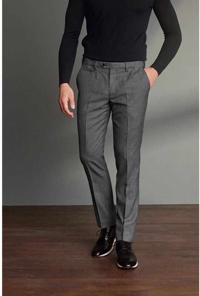 Next - Heren - Slim Fit - Signature - 100% Wollen broek met Motion Flex-tailleband - Grijs