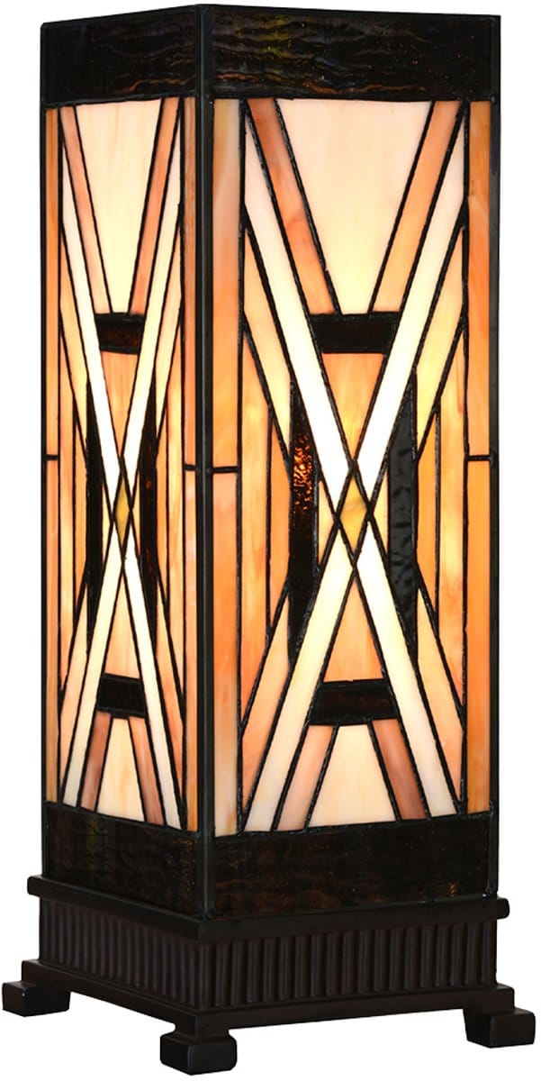 Lumilamp Tiffany Tafellamp 17x17x44 cm Bruin Glas