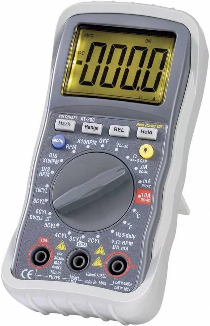 Digitale Automotive Multimeter met Toerental- en Kamhoeksmeting