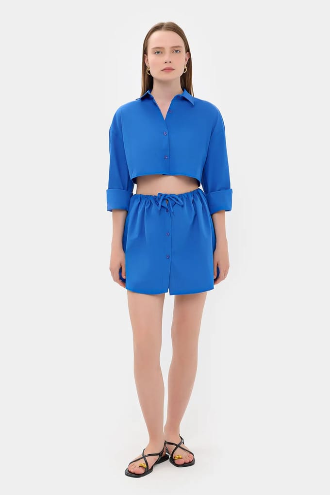 Hoge Taille Touwsluiting Knop Mini Rok