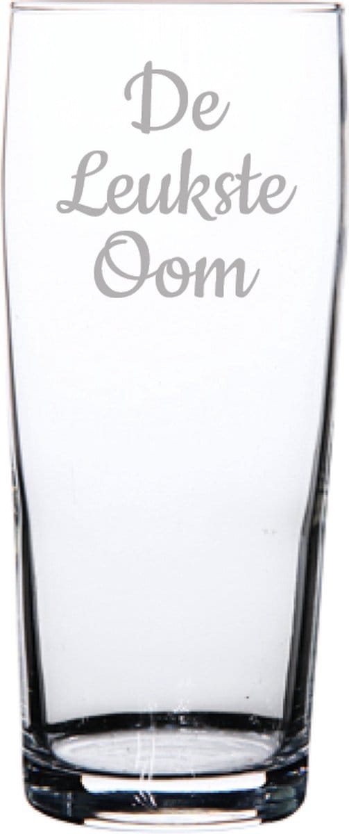 Gegraveerde bierfluitje 19cl De Leukste Oom