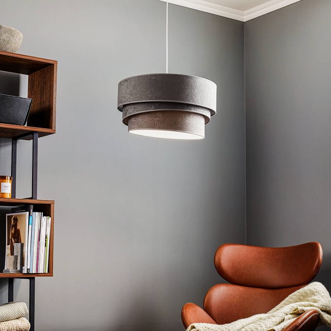Duolla Hanglamp Devon, grijs/wit Ø45cm