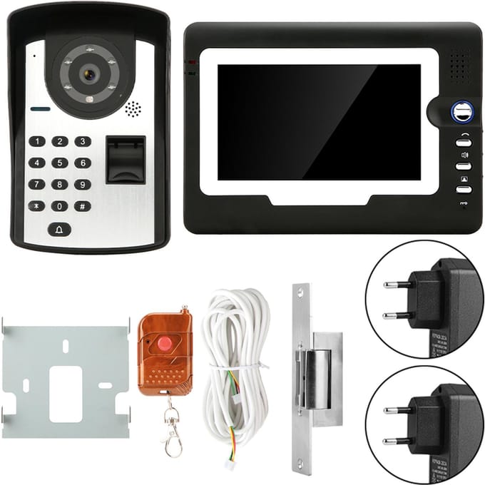 7-inch LCD-scherm Wachtwoord Vingerafdruk Video Deuropener Visuele Intercom Deurbel