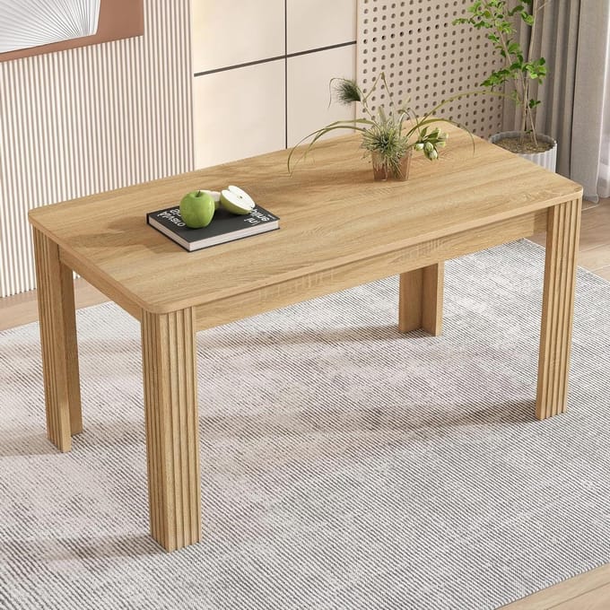 Eetkamertafel - Moderne tafel - Gezellig tafelen - Robuuste constructie - 116x65x75cm - Eiken