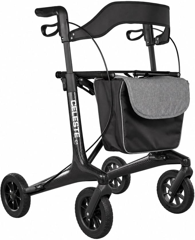 Celeste Carbon Rollator - Ultra Lichtgewicht 5,3 kg - Zwart