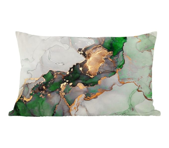 Sierkussens - Kussentjes Woonkamer - 60x40 cm - Marmer - Goud - Groen - Luxe