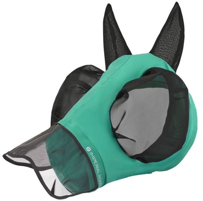 Imperial Riding - Vliegenmasker met Neus - IRHTrail Ride - Turquoise - Maat Cob