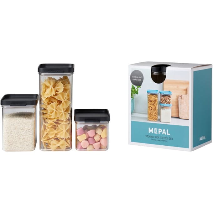 Mepal Omnia Opbergdoos Set - Zwart, 3 stuks (700 ml, 1100 ml, 2000 ml)